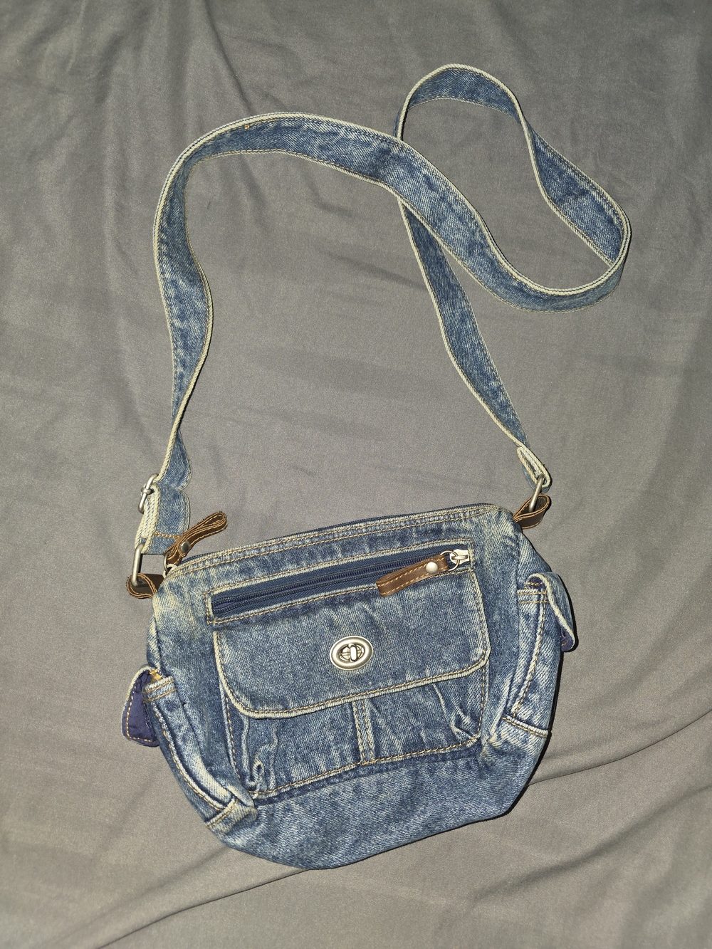 Denim Crossbody Shoulder Bag - Blue